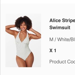 Black strip white halter one piece